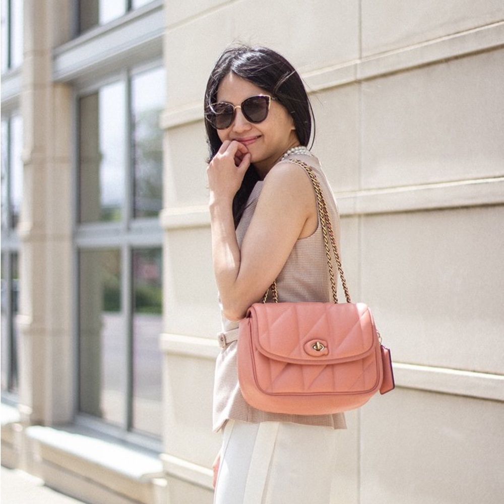 Coach Madison Crossbody Brass Light Coral NWT Quilted Leather